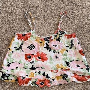 Volcom floral print cropped loose tank size medium
